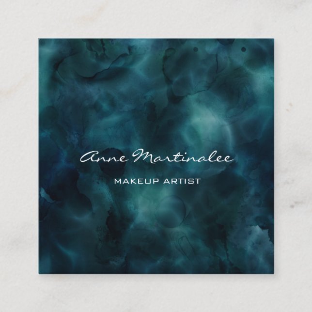 Carte De Visite Carré Artiste maquillage Encre bleue Abstraite (Devant)