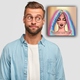 Carte De Visite Carré Artiste maquillage Eyelash cheveux brune lèvre vis