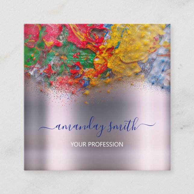 Carte De Visite Carré Artiste maquillage Influenceur Blogger Abstrait St (Devant)