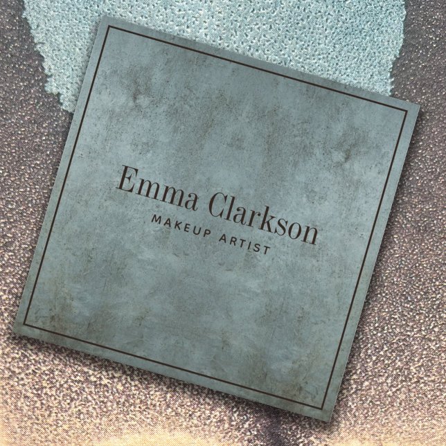 Carte De Visite Carré Artiste maquillage moderne Grunge Gris Bleu Textur (Créateur téléchargé)