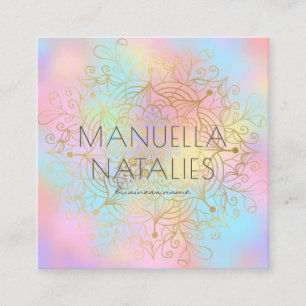 Carte De Visite Carré Artiste maquillage moderne Mandala Pastel Gradient