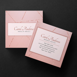 Carte De Visite Carré Artiste Maquillage Rose Gold Maquillage de Mariée