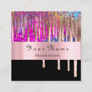 Carte De Visite Carré Artiste maquillage Unicorne Holographe Drives Nail