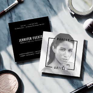 Carte De Visite Carré Artiste maquilleur de typographie noire