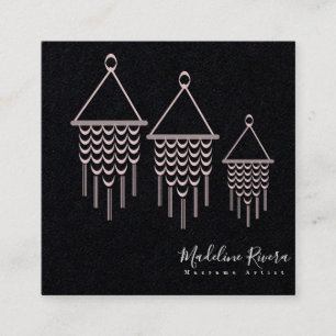 Carte De Visite Carré Artiste Mignonne Macrame Design artisanal rose noi