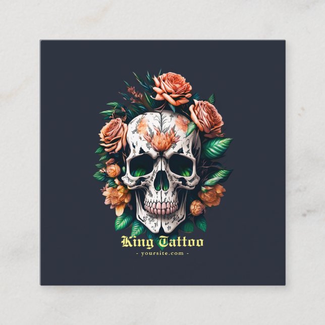 Carte De Visite Carré Artiste minimaliste de tatouage (Devant)