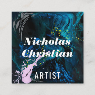 Carte De Visite Carré Artiste Moderne   Coloré   Pinceau 
