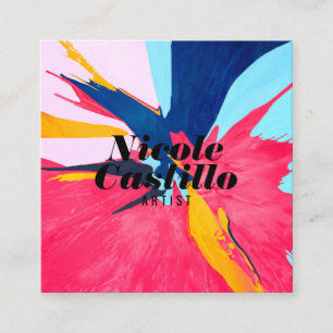 Carte De Visite Carré Artiste moderne rose peinture abstraite minimalist