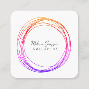 Carte De Visite Carré Artiste Nail Moderne Faux Circulaires Or Main Tiré