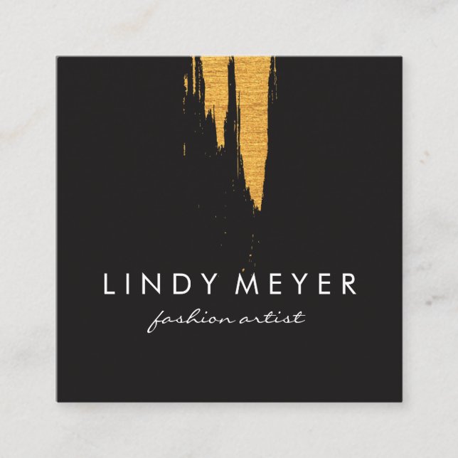 Carte De Visite Carré Artistic Faux Gold brossé vertical (Devant)