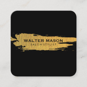 Carte De Visite Carré Artistic Faux Or Brossé Texture Noir