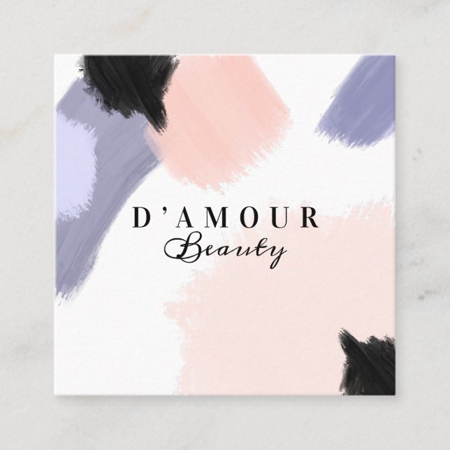 Carte De Visite Carré Artistic & Moderne Abstrait Peinture Brush Stroke (Devant)