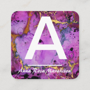 Carte De Visite Carré *~* Artsy Tendance INITIALE OR QR LOGO PHOTO