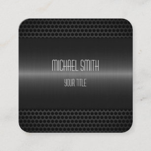 Carte De Visite Carré Aspect métallique en acier inoxydable noir