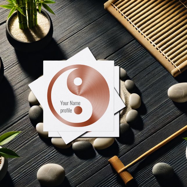 Carte De Visite Carré Aspect yin yang en or rose (Créateur téléchargé)