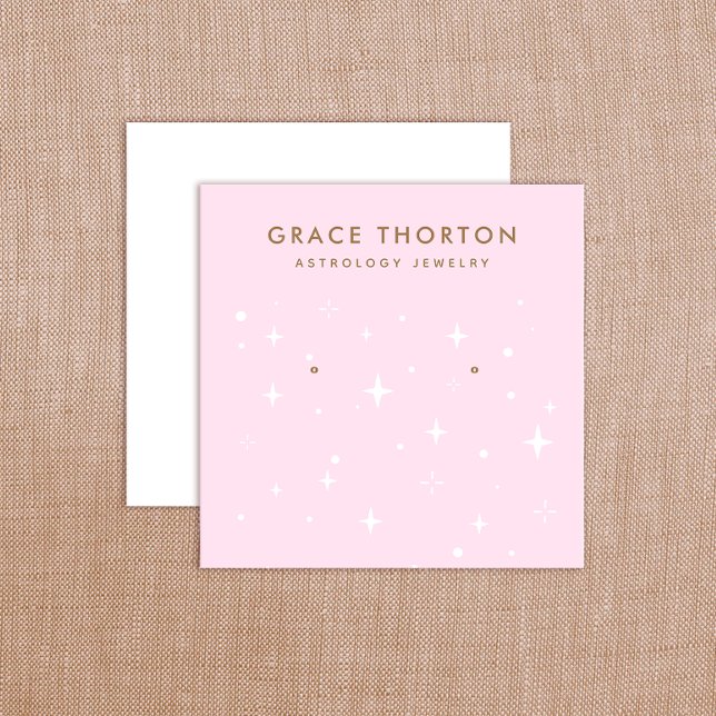 Carte De Visite Carré Astrologie rose Étoiles Écoutant La Bijouterie Car (Créateur téléchargé)