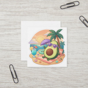Carte De Visite Carré Autocollant de vacances d'été Avocat Chill Mignon 