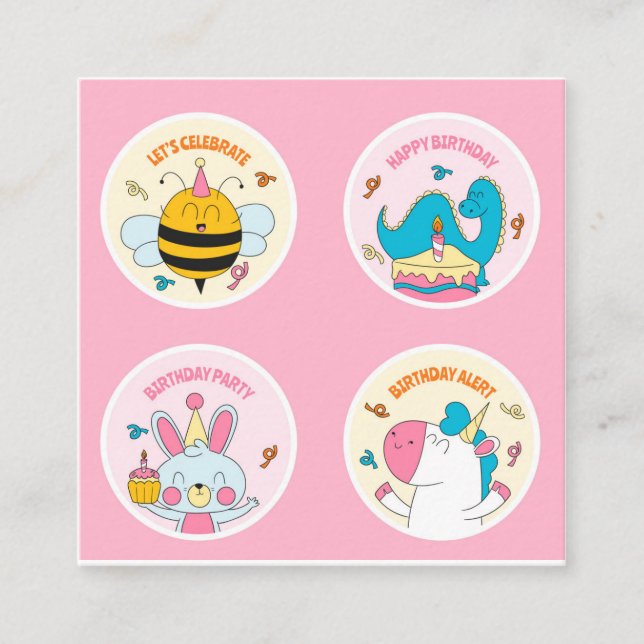 Carte De Visite Carré autocollants scolaires (Devant)