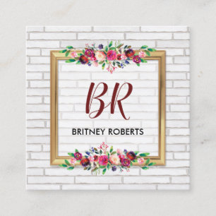 Carte De Visite Carré Automne vintage personnalisé élégant d'or floral