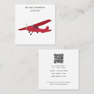 Carte De Visite Carré Avion pilote avion QR Code médias sociaux