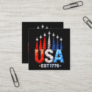 Carte De Visite Carré Avions de chasse du 4 juillet Usa Patriotique