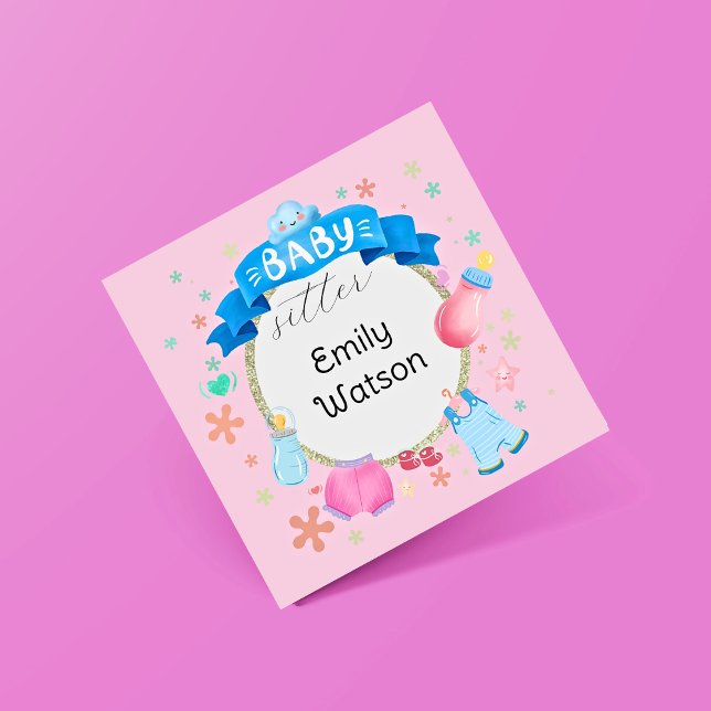 Carte De Visite Carré Baby Banner Festival Cercle Babysitter (Créateur téléchargé)