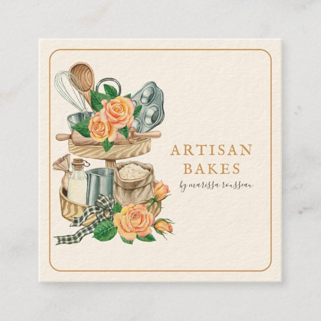 Carte De Visite Carré Baker Bakery Baking Utensils (Devant)