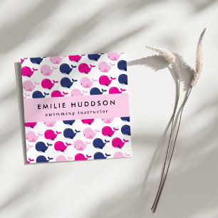 Carte De Visite Carré Baleines mignonnes, Instructeur de natation, Entra