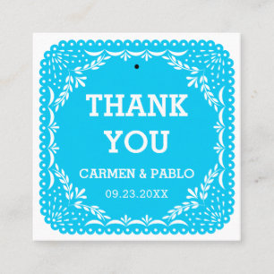 Carte De Visite Carré Balise Picado Colorful Mexicaine Wedding Favor