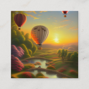 Carte De Visite Carré Ballons à air chaud au coucher du soleil