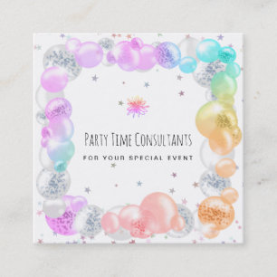 Carte De Visite Carré *~* Balloons Festivals Rainbow Event Planner  