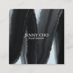 Carte De Visite Carré Bande de peinture noire bleu pâle