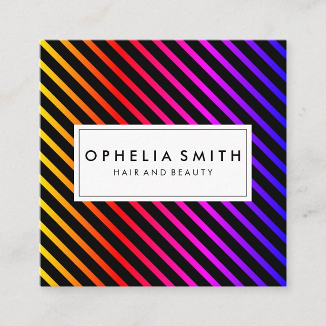 Carte De Visite Carré Bandes Chic Colorées (Devant)