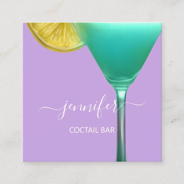 Carte De Visite Carré Bar À Vins De Pub Boisson Rose Professionnel (Devant)