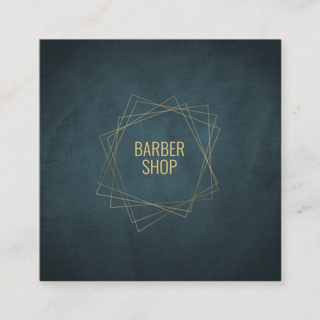 Carte De Visite Carré Barber shop minima marine or typographie géométriq (Devant)