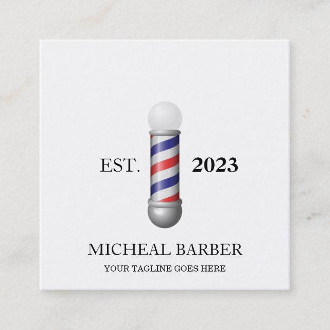 Carte De Visite Carré Barber simple  (Devant)