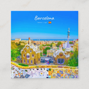 Carte De Visite Carré Barcelone, Espagne - Parc Guell Mosaïque de Gaudi