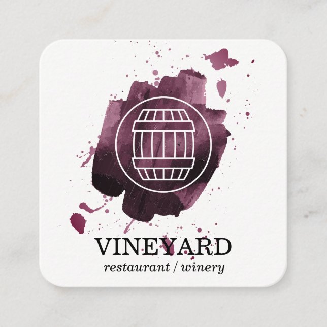 Carte De Visite Carré Barre à vin | Artistique brossé | Vignoble (Devant)