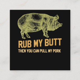 Carte De Visite Carré BBQ BBQ Grill Pig Funny Pork Id Fumée qui rôti