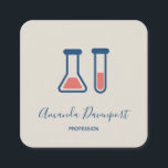 Carte De Visite Carré Beaker & Test Tube Science Themed<br><div class="desc">Cartes de visite avec un dessin mignon d'un tube d'essai et bécher. Parfait pour les types scientifiques.</div>