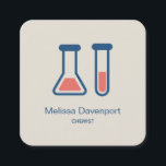 Carte De Visite Carré Beaker & Test Tube Science Themed<br><div class="desc">Cartes de visite avec un dessin mignon d'un tube d'essai et bécher. Parfait pour les types scientifiques.</div>