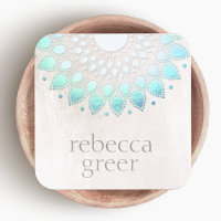 Beau Marbre blanc Floral Bleu Lotus Mandala