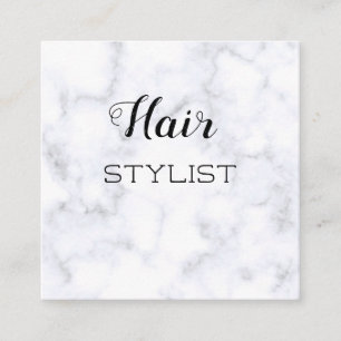 Carte De Visite Carré Beau style blanc simple pour tous les coiffeurs 