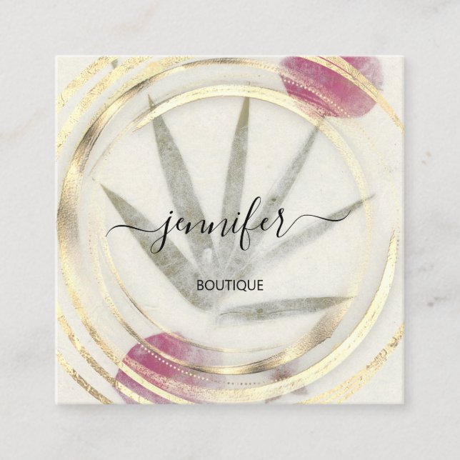 Carte De Visite Carré Beauté Bio Boutique Gold QR Code Logo Savon (Devant)