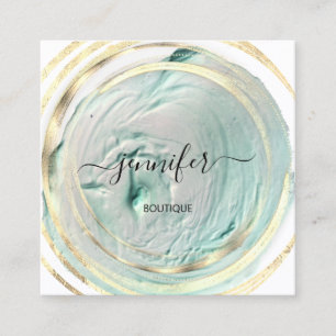 Carte De Visite Carré Beauté Bio Boutique QR Logo Soap Mint Blanc