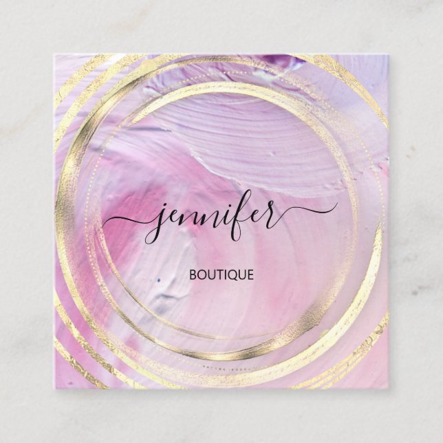 Carte De Visite Carré Beauté Bio Boutique QR Logo Soap Rose rose (Devant)