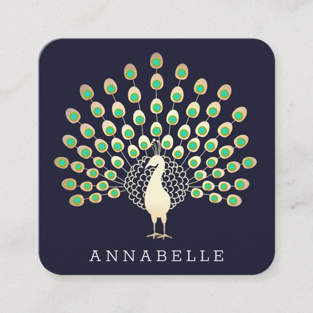 Carte De Visite Carré Beauté de paon et mode (Devant)