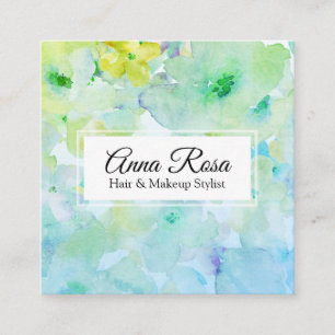Carte De Visite Carré *~* Beauté florale populaire et chic bleu turquoi