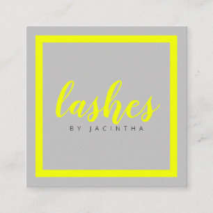 Carte De Visite Carré Beauté Jaune Neon moderne Lashes Esthétique Squa