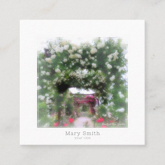 Carte De Visite Carré Beautiful Rose Garden (Devant)